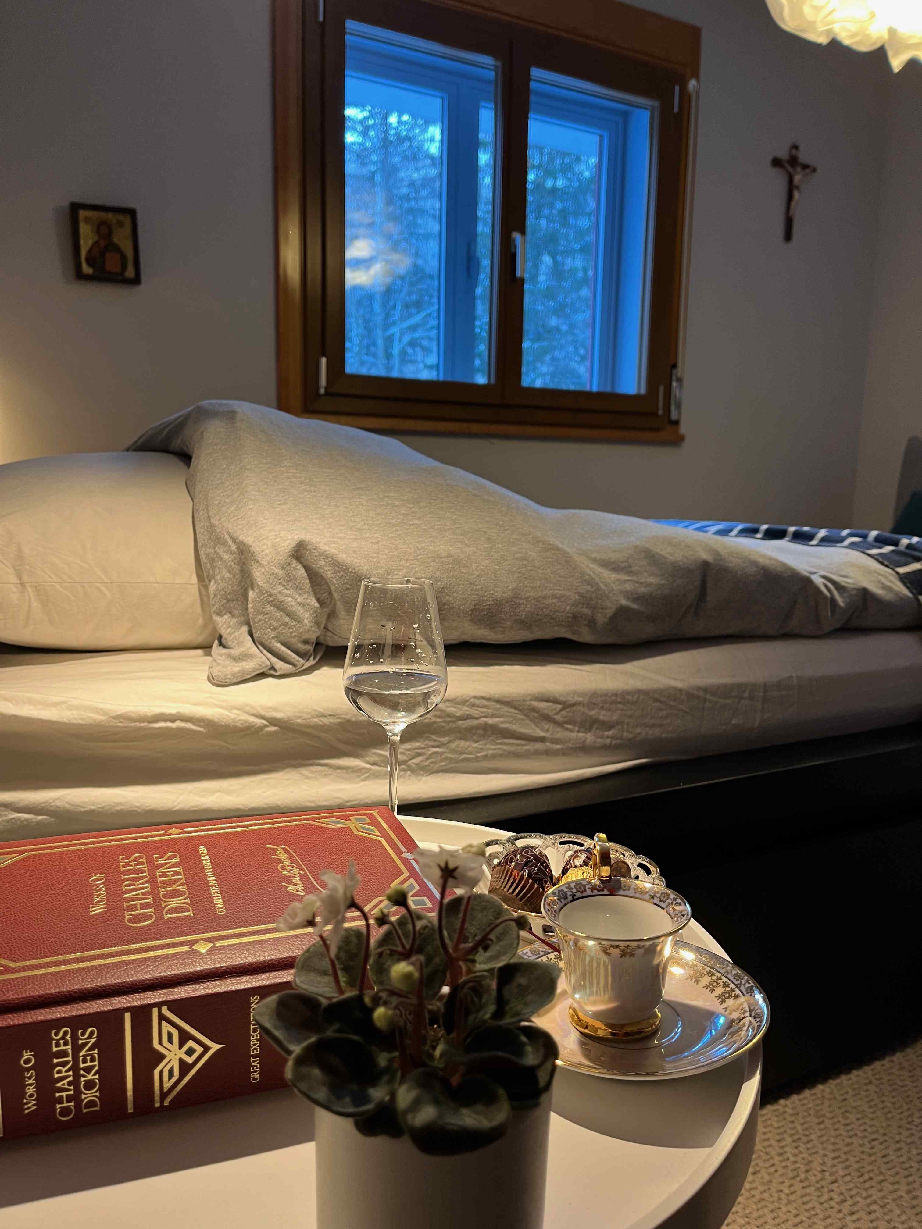 Night stand in the master bedroom